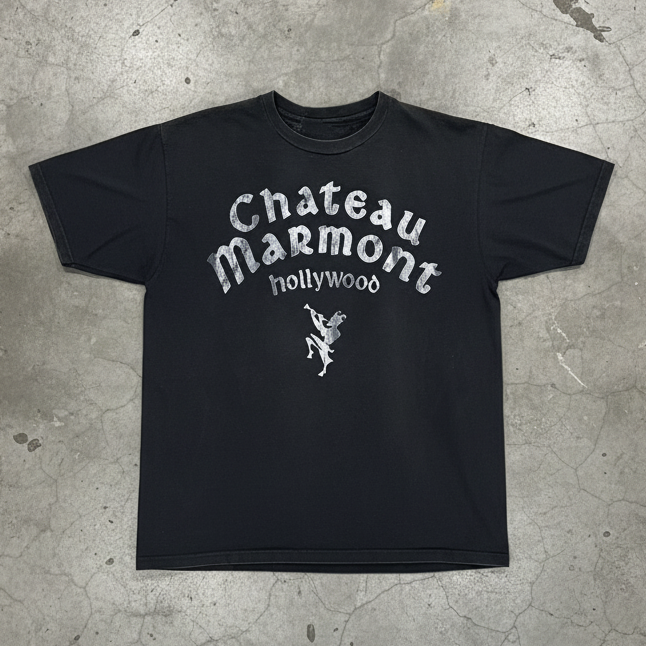 90's Chateau Marmont 'Hollywood' Rare Washed Black T-Shirt