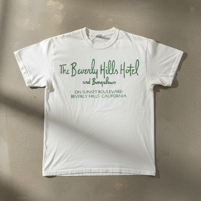 90'S Beverly Hills Hotel & Bungalows Rare Washed White T-Shirt